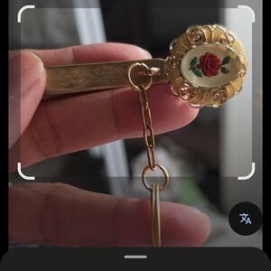Gold Keychain with Rose Design